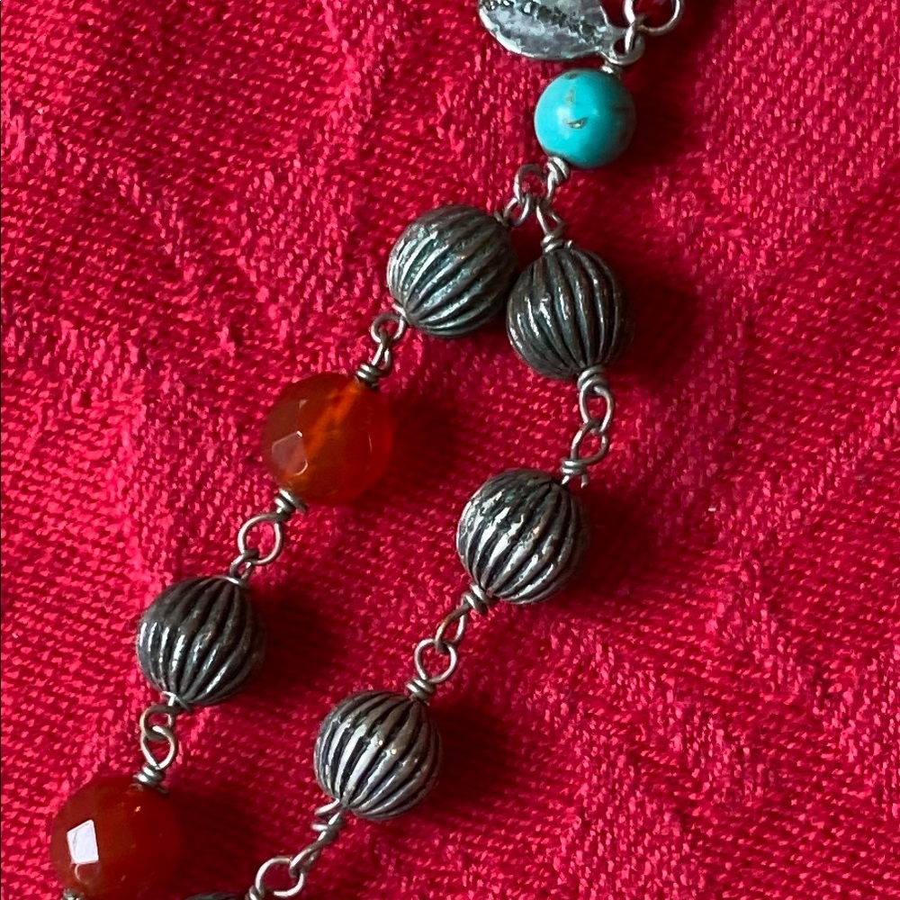 Chico’s Turquoise and Glass Statement Necklace - Picture 9 of 13